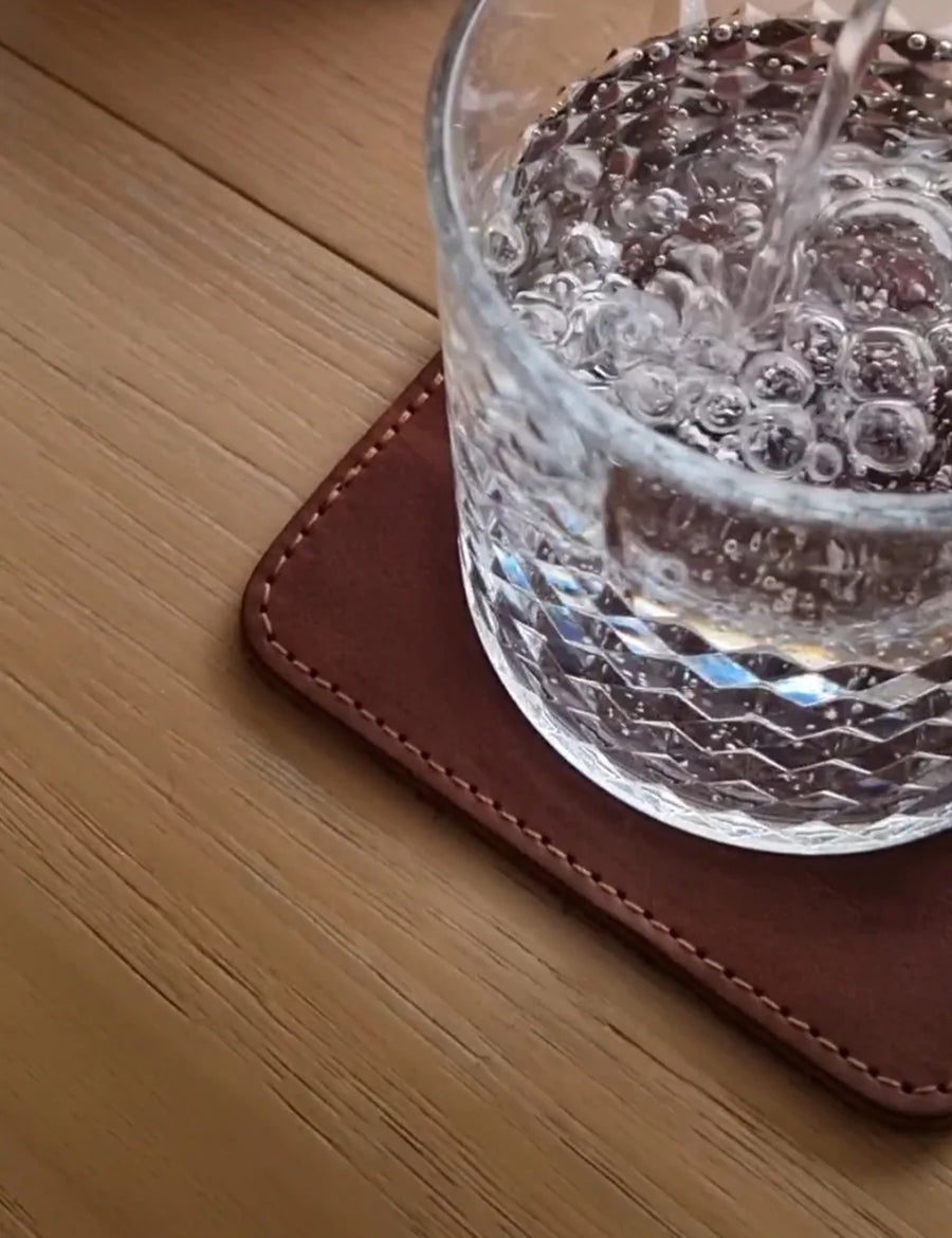 LEATHER DRINK COASTERS | TAN