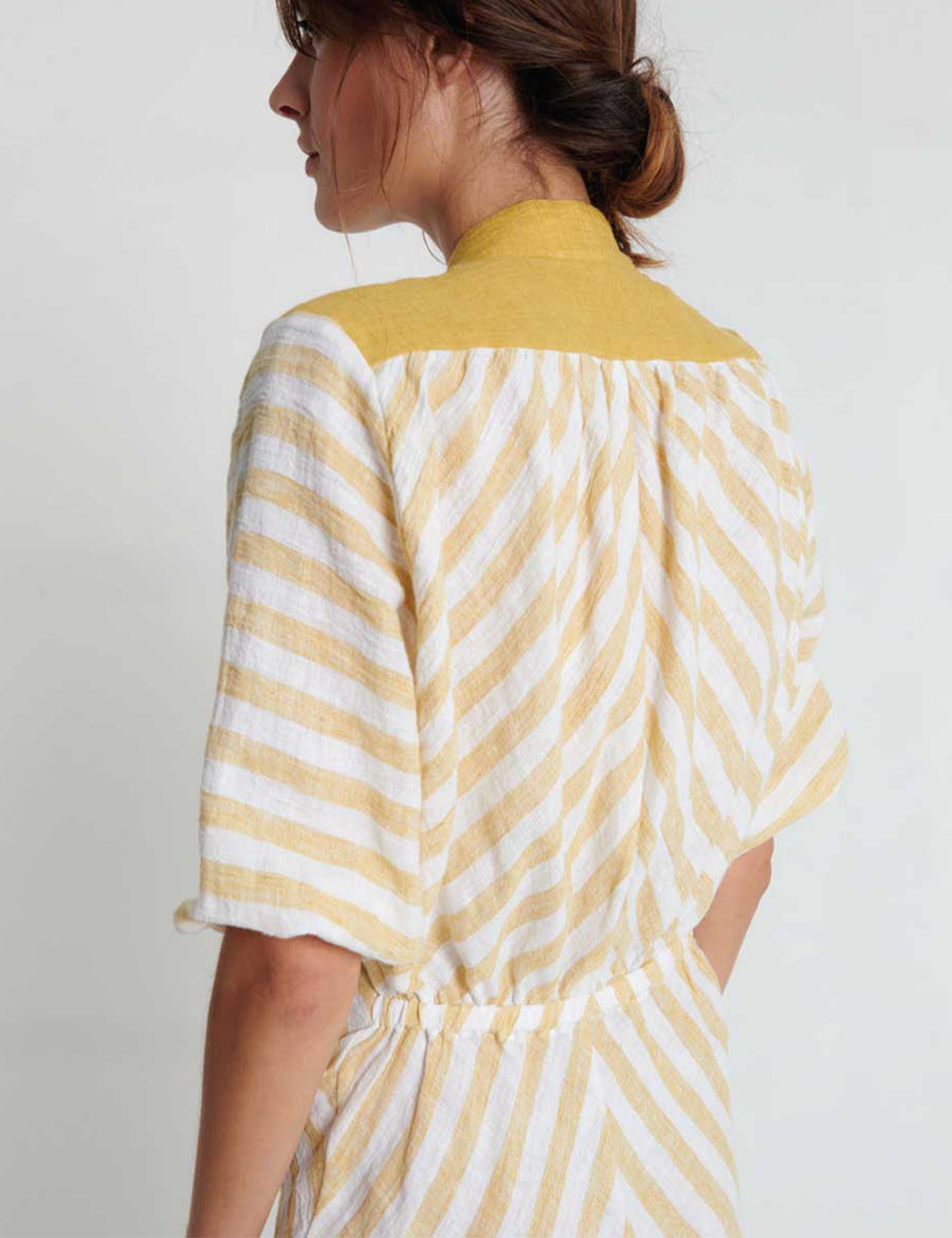 AYRA FULL SLEEVE CHEVRON DRESS | DIJON