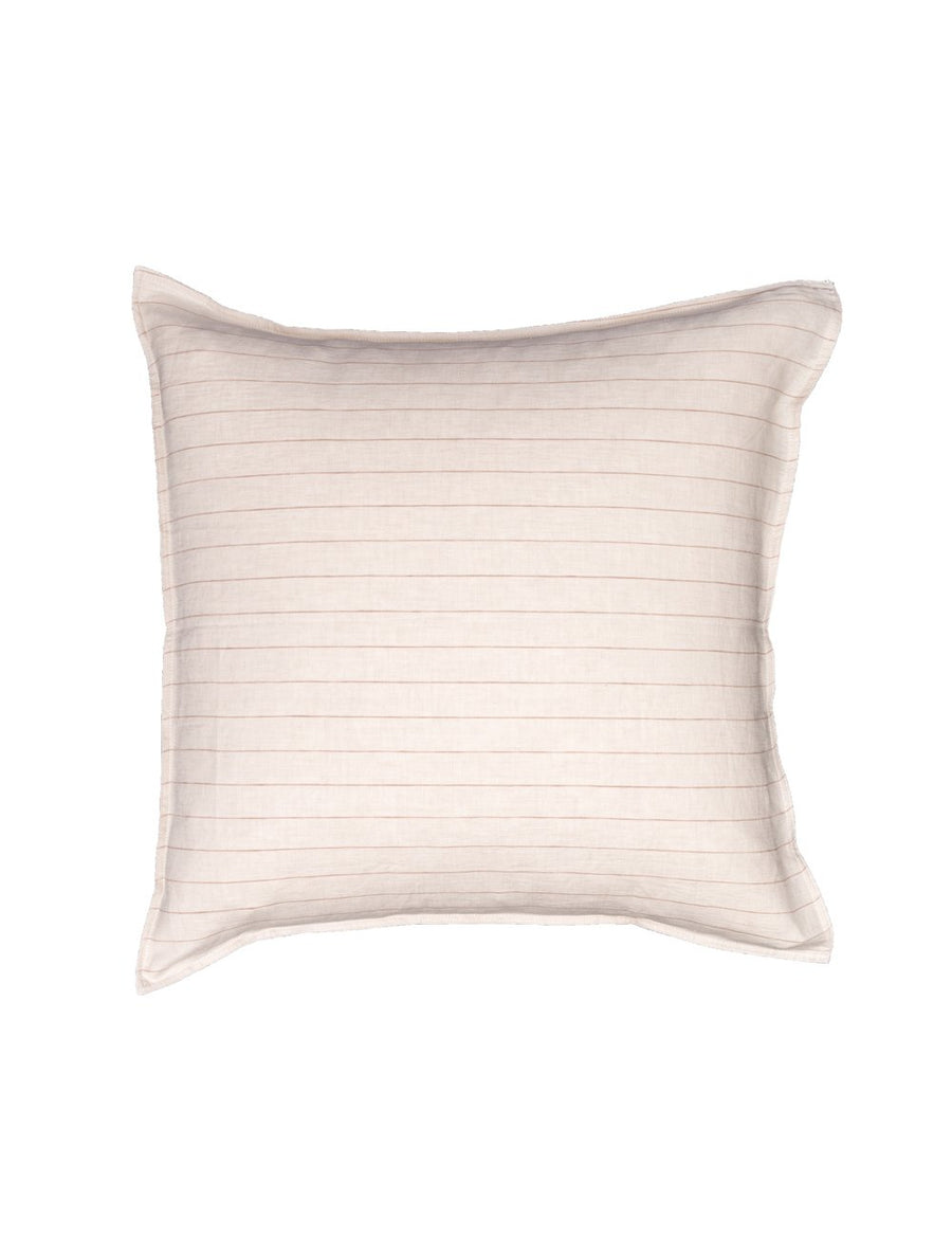 pinstripe european linen pillowcase in ballet with nude stripes
