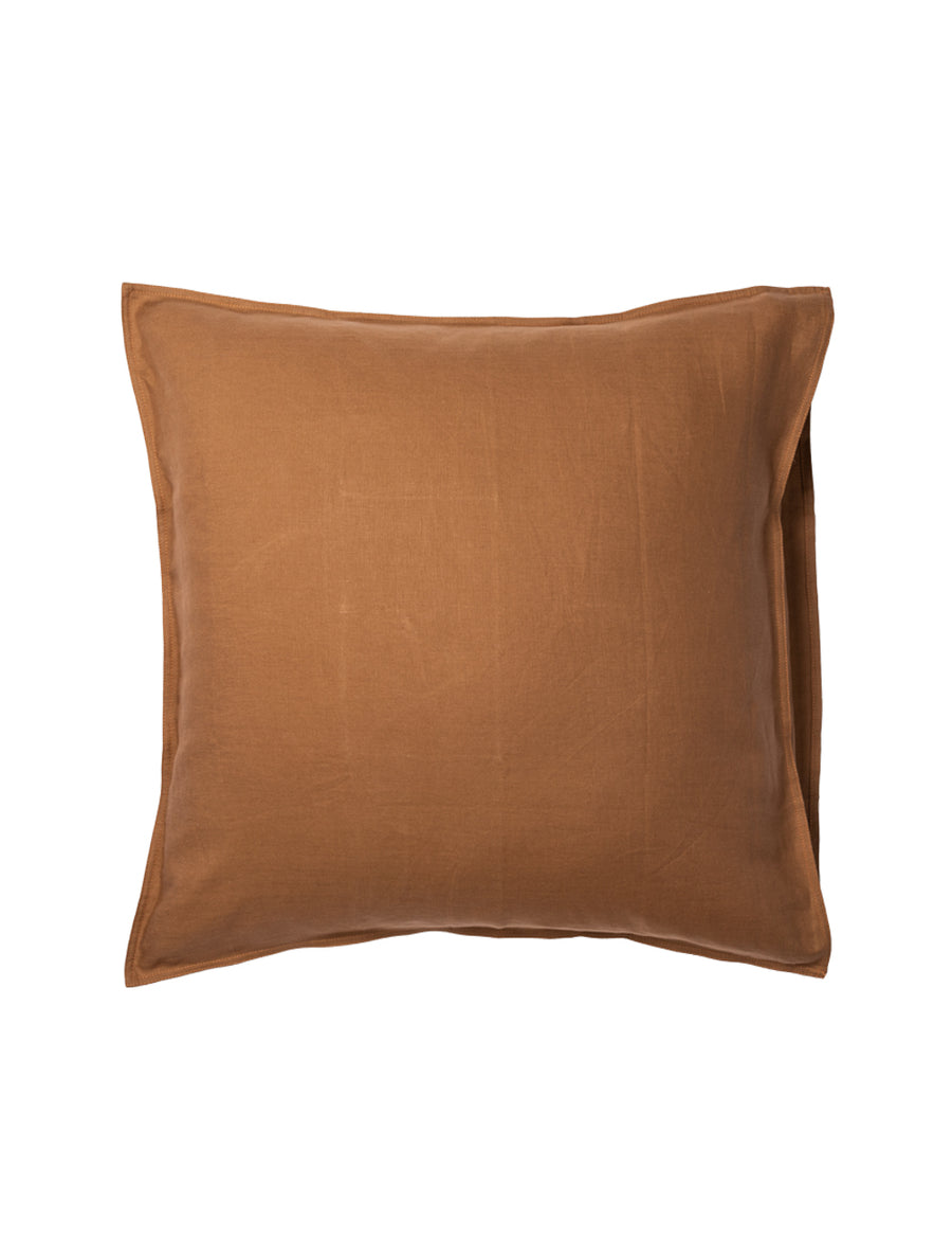 european linen pillowcase in cognac colour