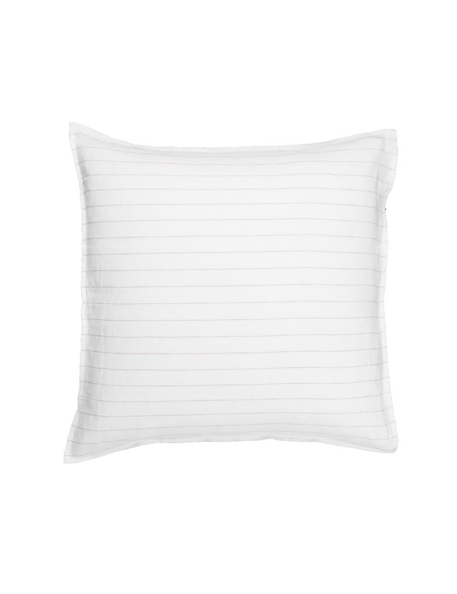 pinstripe european linen pillowcase in white and nude stripes