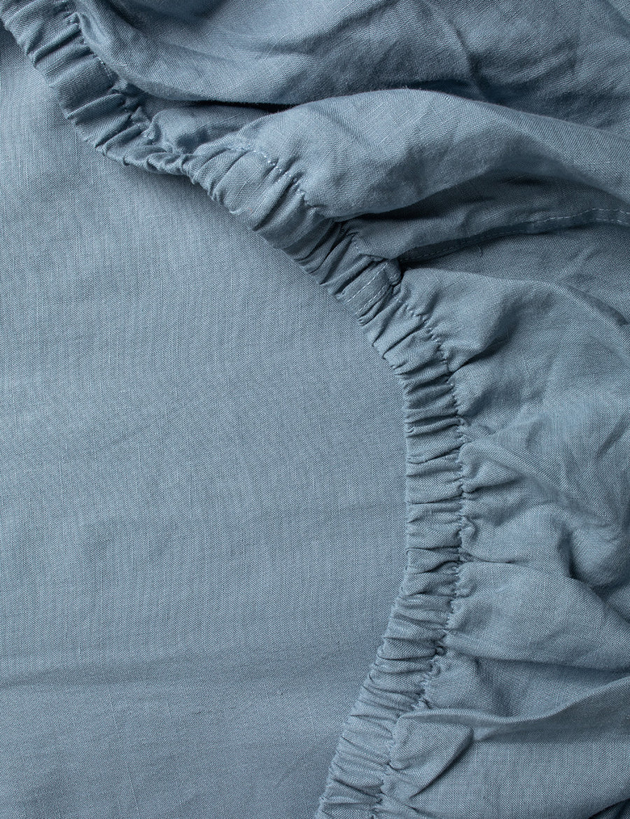 details of the elastic on the linen fitted sheet in liberty colour