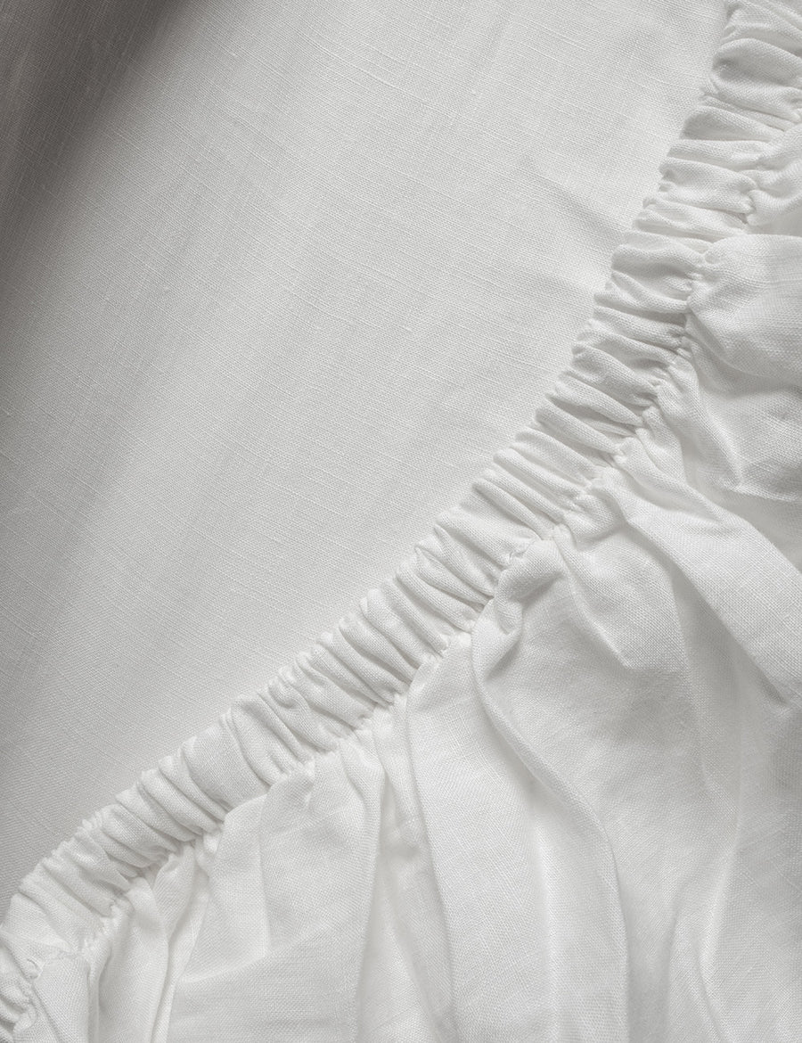 details of the elastic on the linen fitted sheet in white colour