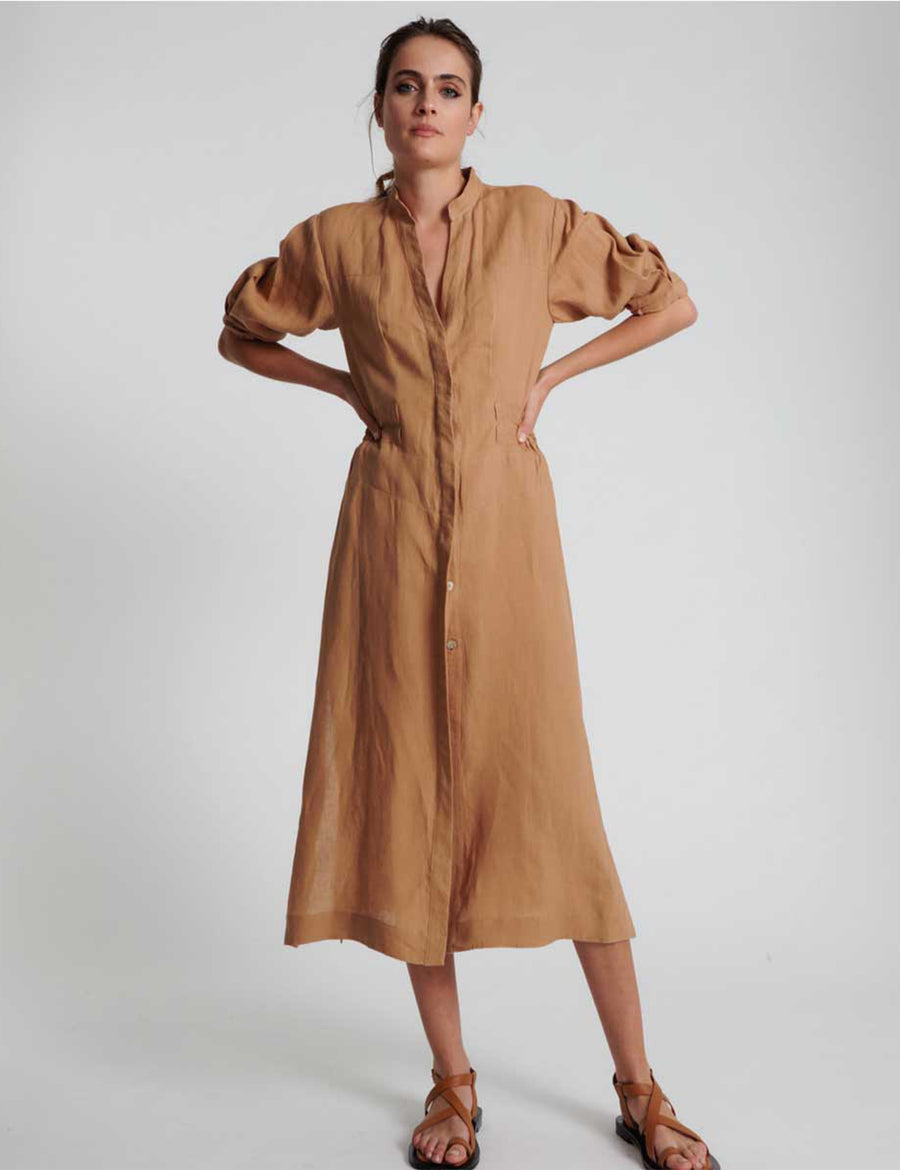 GISELLE LONG DRESS | CARAMEL