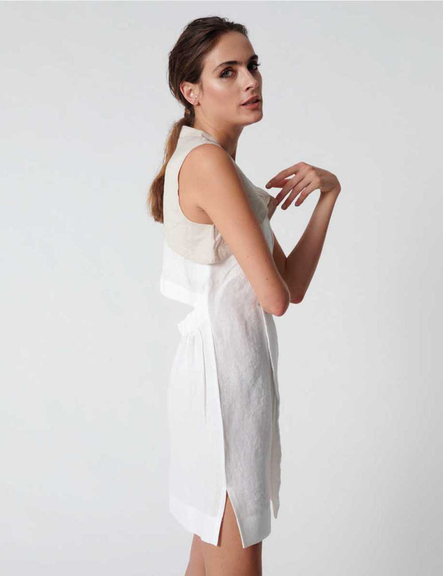 GISELLE MINI WRAP DRESS | WHITE/SILT