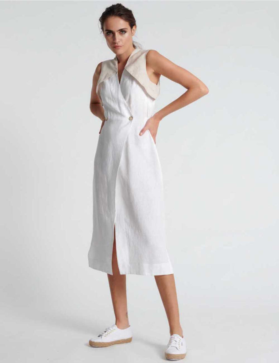 GISELLE WRAP DRESS | WHITE/SILT