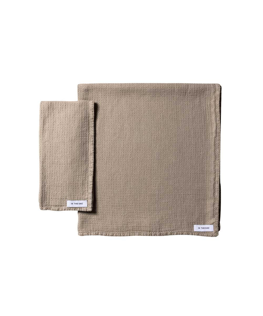 pure linen jacquard hand towel in natural colour