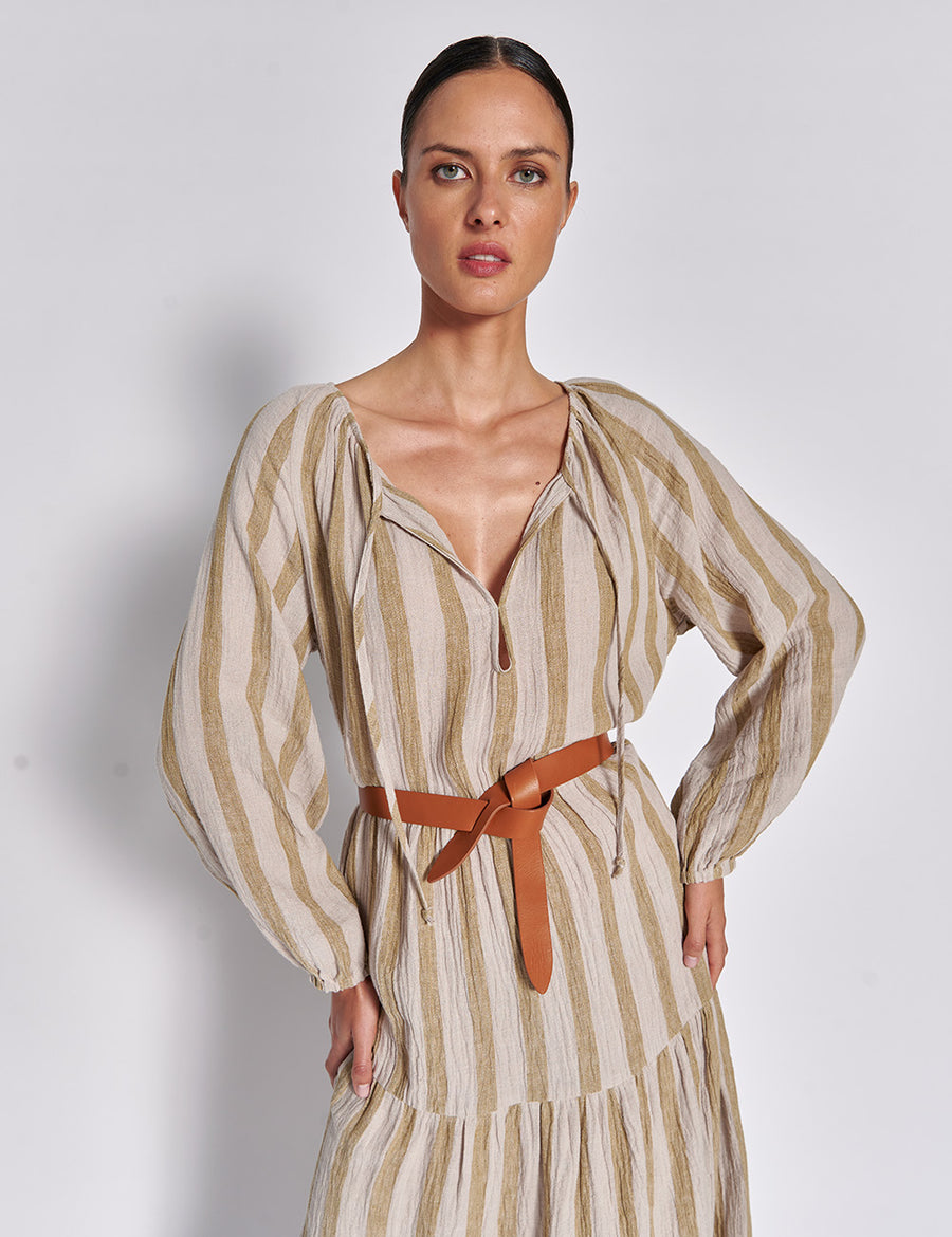 AYRA STRIPE TIER DRESS | SAHARA