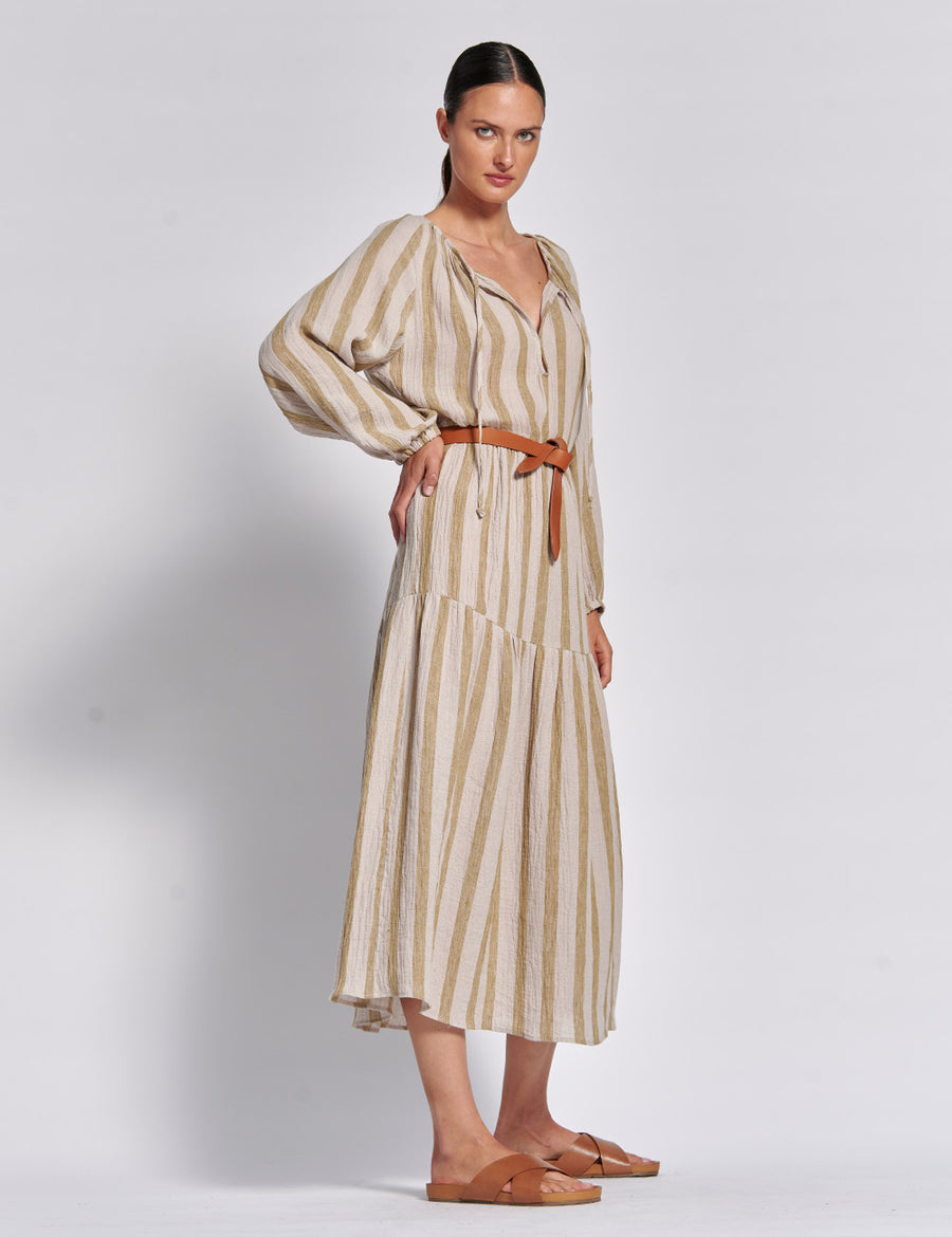 AYRA STRIPE TIER DRESS | SAHARA