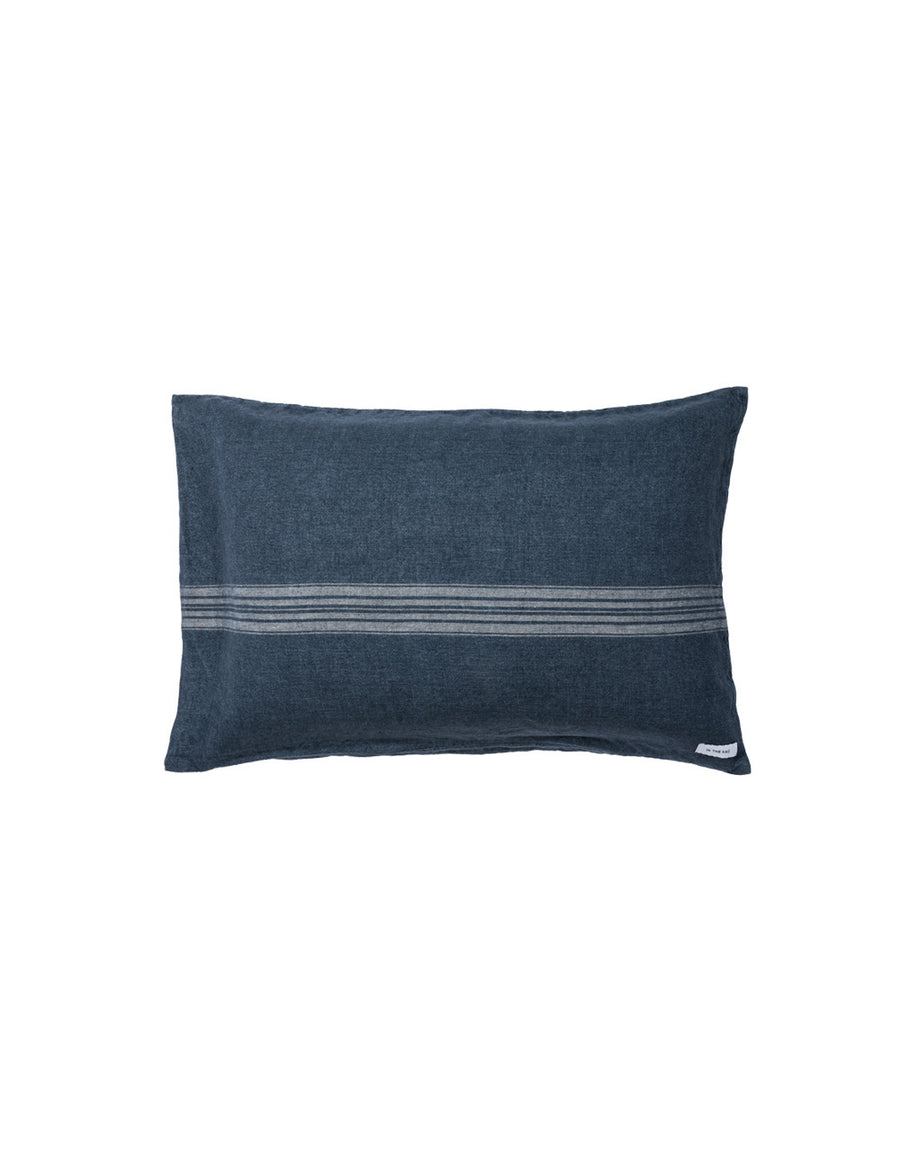 nomad pillowcases in denim colour with contrasting stripes