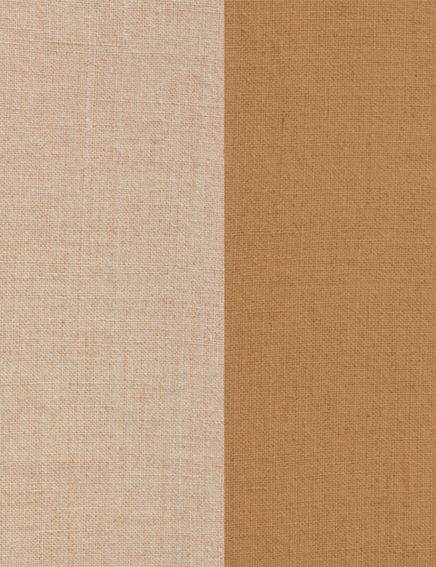 colour swatch of reversible quilt linen set in caramel and teak colour