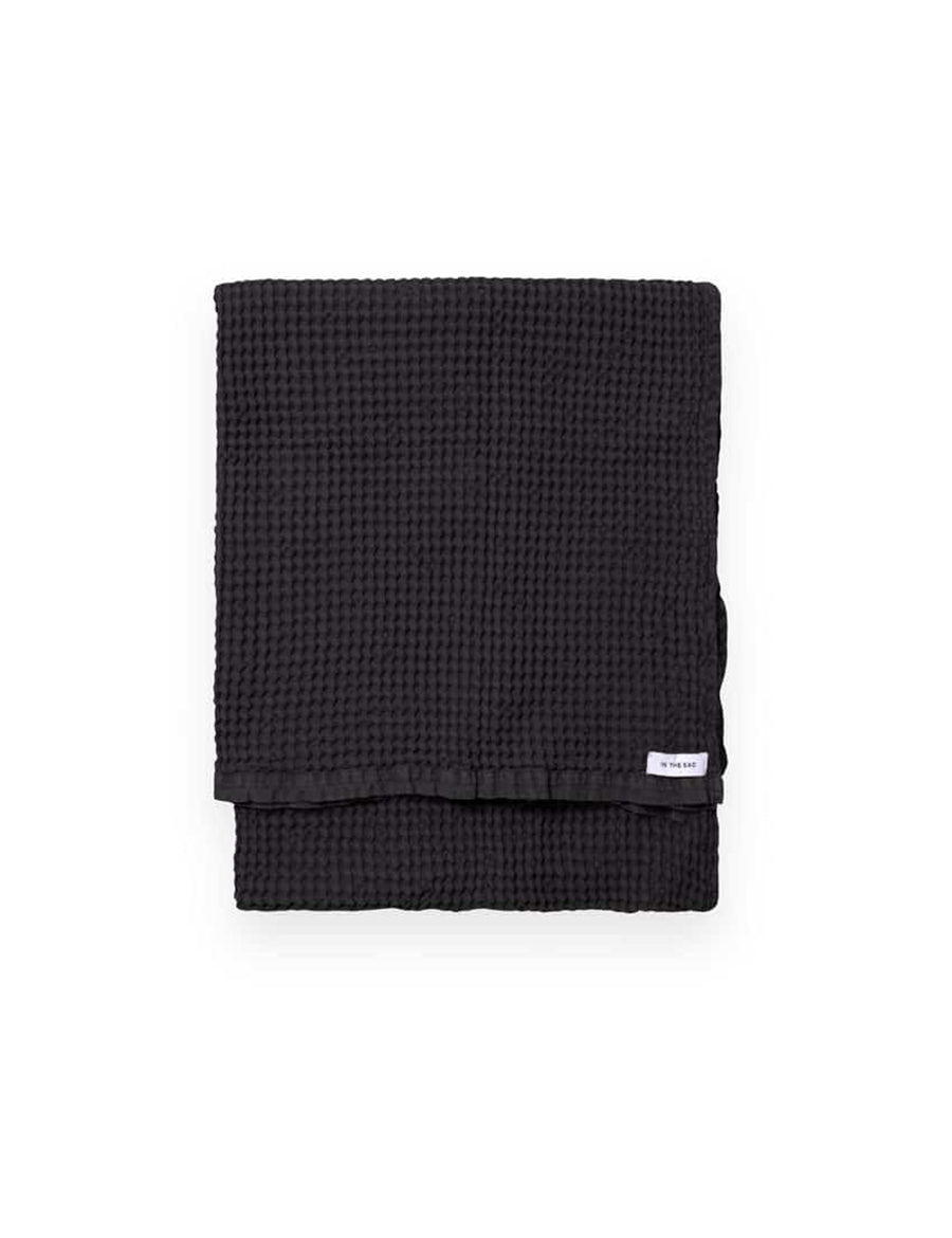 linen waffle bath towel in charcoal colour